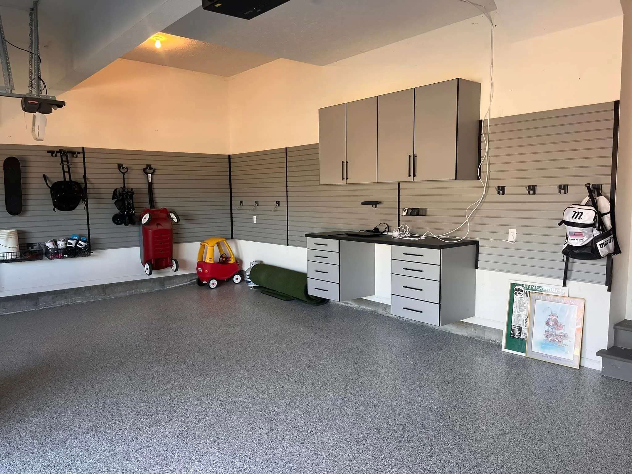 A versatile organization system featuring the best slatwall for a garage