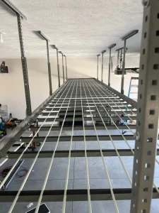 A high-angle view demonstrating Garage Overhead Storage Ideas
